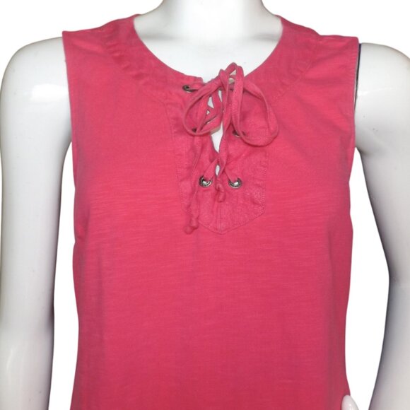 TOMMY BAHAMA Jersey Dress, S, Bright Pink, Lace Up Neck, Sleeveless, Summer - Picture 5 of 10